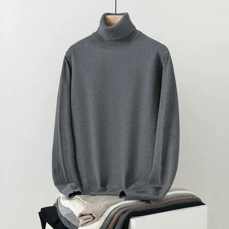 高领毛衣男秋冬季针织衫潮流青少年内搭打底衫保暖纯色毛线衣毛衫图片
