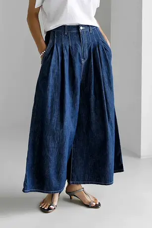 纯诗曼春夏高腰阔腿牛仔裤女时尚新款显瘦百搭垂感宽松休闲裤子潮图片