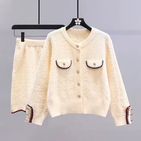 小香风气质毛衣套装两件套女秋冬2023新款宽松高级感半身裙两件套图片