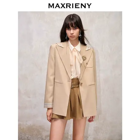 MAXRIENY极简气质通勤西装宽松垂坠感外套女23秋冬新款高级气质感商品大图