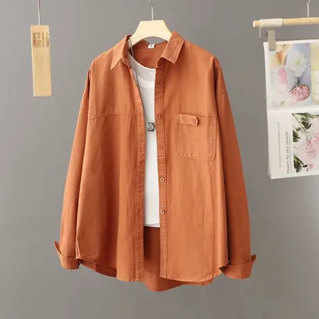 2024新款春秋慵懒风宽松衬衫女休闲百搭上衣韩版时尚大码衬衣外套图片