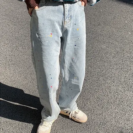 chic港味牛仔裤子女2021春秋宽松高腰显瘦小个子直筒老爹裤潮ins图片