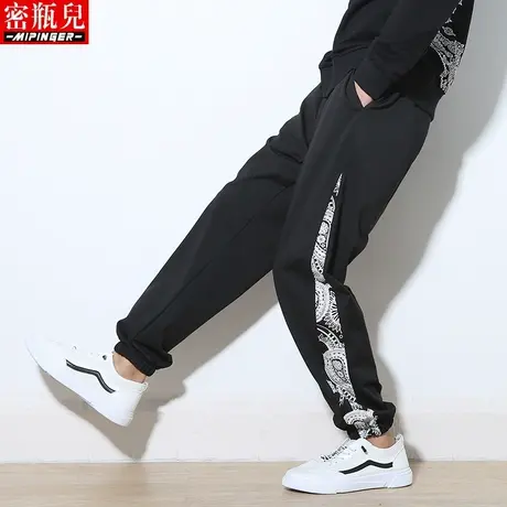 密瓶儿裤子男秋季男士休闲裤运动裤男胖子青少年加肥加大潮流男裤商品大图