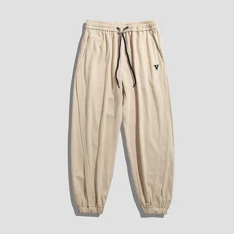 卡其色男款日系港风束脚休闲裤子春季男生宽松紧腰运动春秋款男装商品大图