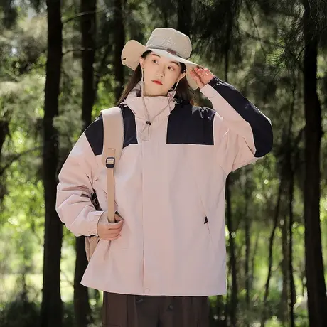 NASA冲锋衣男女外套2023新款防风防水户外可拆卸夹克拼色外穿上衣商品大图