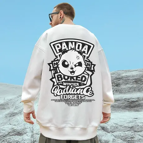 国潮oversize港风圆领卫衣胖子男生潮牌潮流大码男装春秋冬款加绒商品大图