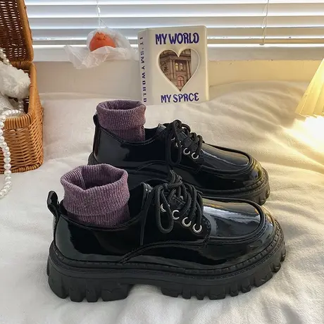 爆款黑色小皮鞋日系女学院风2023年春季新款复古厚底玛丽珍单鞋jk图片