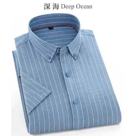 条纹衬衫男短袖商务休闲正装免烫职业青年上班男士寸衬衣夏季半袖商品大图