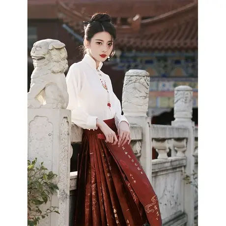 新中式轻国风马面裙敬酒服新娘2024新款中式婚服套装订婚礼服裙冬商品大图