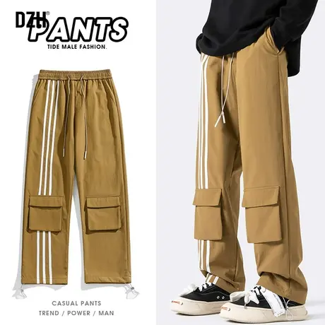 男士美式高街裤子男春季2024新款工装伞兵裤冲锋裤直筒休闲裤长裤商品大图