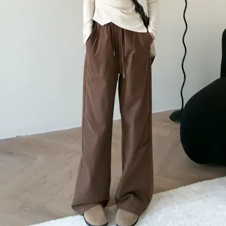 尔给2024早春新款裤子显瘦百搭小个子直筒休闲裤高腰宽松阔腿裤女商品大图