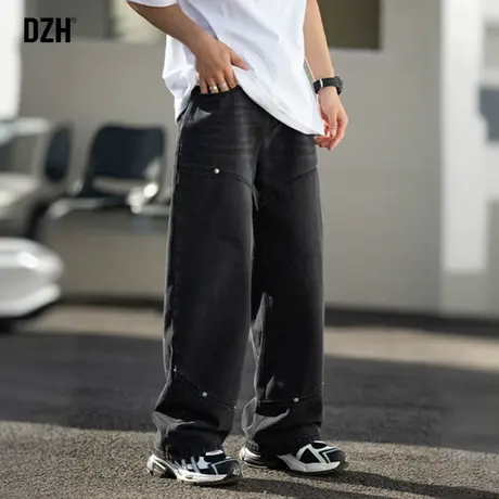 男士黑色牛仔裤男款春秋vibe风休闲裤子潮牌2024年新款直筒裤百搭商品大图