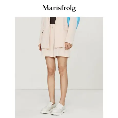 【6A级桑蚕丝】玛丝菲尔23春季新款肤粉色A字收腰西装阔腿裤商品大图