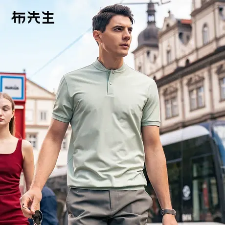 MrBu布先生棒球领短袖t恤男2024夏季新款中年立领短袖上衣AT15060商品大图