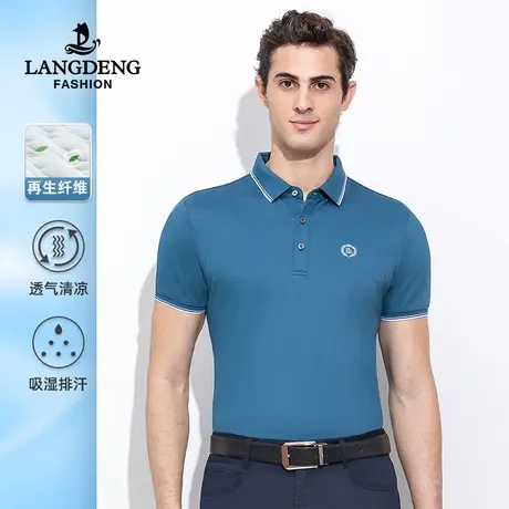 浪登男士商务休闲短袖T恤衫2023夏季中青年时尚简约透气polo衫男商品大图