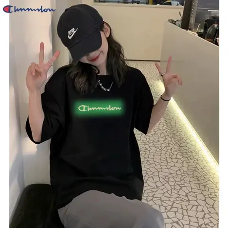 日版正品卖萌冠军T恤女情侣短袖2024夏季百搭纯棉印花ins上衣潮流图片