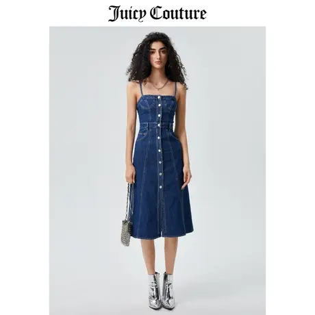 Juicy Couture橘滋连衣裙女2023夏季新款修身长裙吊带牛仔连衣裙图片