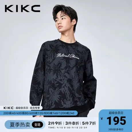 kikc卫衣 男2023春夏新款商场同款印花字母刺绣高级休闲潮流长袖图片