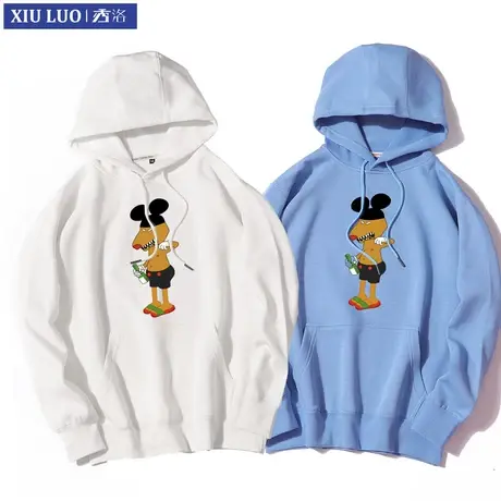 秀洛彭磊联名新裤子乐队手绘北海怪兽演唱会应暖连帽卫衣情侣外套图片