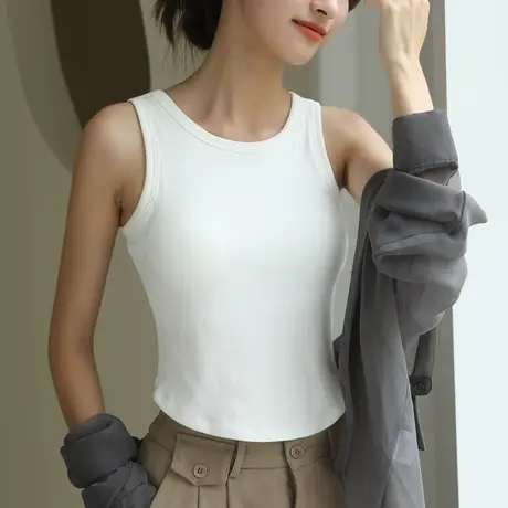 吊带背心女内搭带胸垫美背文胸一体外穿鱼骨上衣夏季薄款白色打底图片