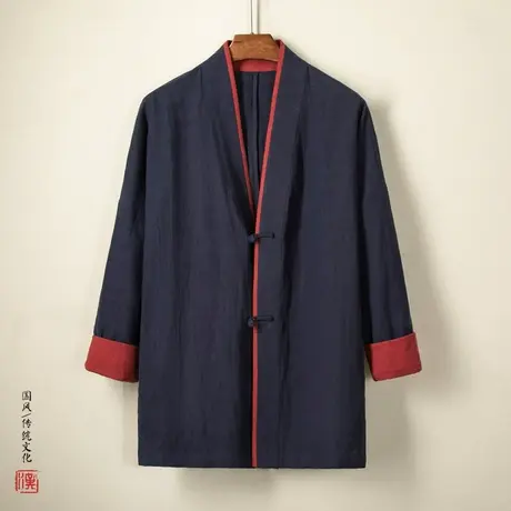 中国风男装棉麻唐装汉服改良新中式复古男士禅服外套2023秋季新款图片