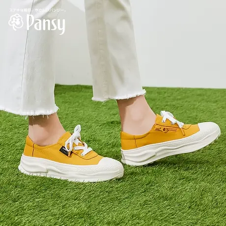 Pansy盼喜日本女鞋新款休闲帆布鞋百搭款轻便厚底增高防滑春款商品大图