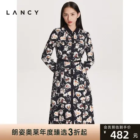 朗姿法式轻奢中长款POLO领衬衫连衣裙女商场同款冬裙设计感小众图片