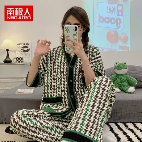 南极人2023年新款睡衣短袖纯棉夏天大码可爱网红风套装外穿家居服图片