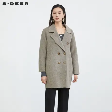 【直播间专属】sdeer圣迪奥女装西装领长款毛呢大衣S224Z2509图片