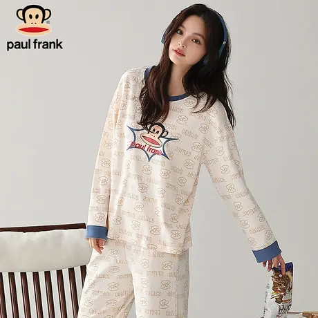 大嘴猴paul frank女睡衣2023新款秋纯棉休闲大码长袖女居家套装图片