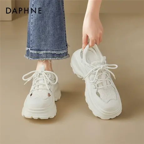 达芙妮罗马镂空凉靴女2025新款溯溪鞋白色松糕厚底增高凉鞋夏外穿图片