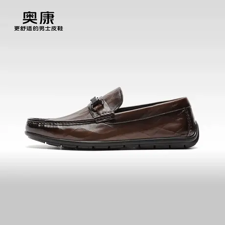 【门店发货】AOKANG奥康春季新款商务休闲皮鞋男套筒豆豆鞋商品大图