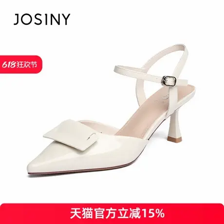 卓诗尼2025新款漆皮细跟后空包头凉鞋女时尚仙女风尖头单鞋图片