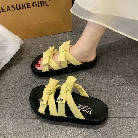 厚底水钻拖鞋女2025夏新款绝美高级气质法式凉拖鞋百搭懒人沙滩鞋商品大图