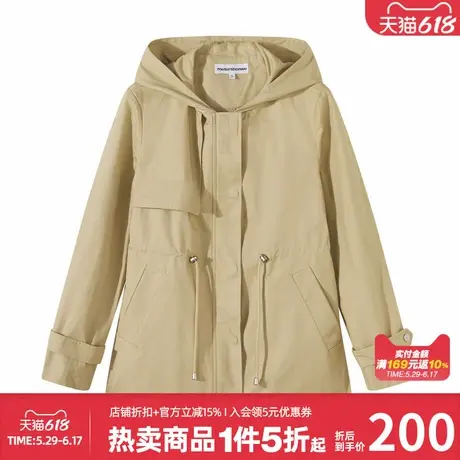 美特斯邦威女士初春时尚休闲茄克外套宽松版型通勤连帽短夹克图片
