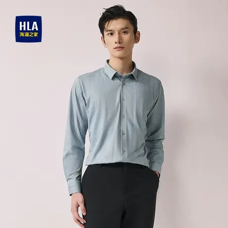 HLA/海澜之家时尚撞色条纹长袖休闲衬衫25春夏新通勤顺滑衬衣男装商品大图