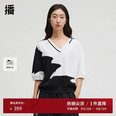 播商场同款24春秋设计师胶囊系列撞色薄款针织衫女BDR3SD3064图片