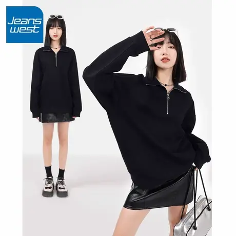 KV真维斯半拉链翻领卫衣女春秋款2025新款polo领外套美式立领上衣商品大图