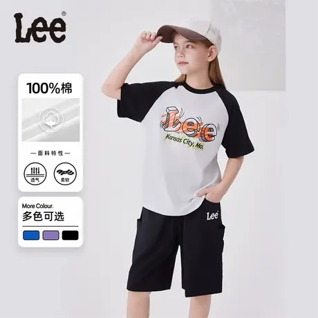 Lee儿童短袖T恤2025夏季新款男童女童圆领上衣中大童休闲宽松半袖商品大图