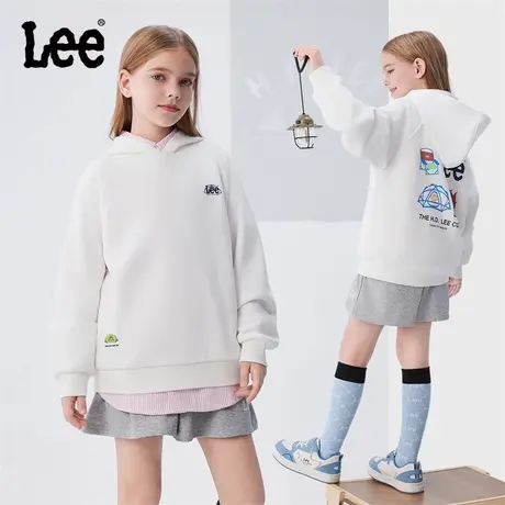 Lee儿童连帽卫衣2025春季新款男童女童套头上衣中大童休闲宽松图片