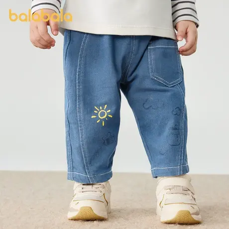 巴拉巴拉婴儿裤子男童牛仔裤宝宝休闲裤宽松儿童秋装装新款童装小商品大图