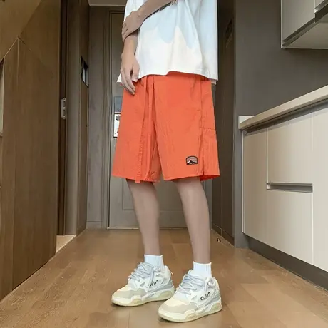 夏季男士冰氧薄款糖果色休闲短裤彩色潮流百搭速干直筒运动沙滩裤图片