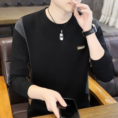 秋冬款加绒卫衣男时尚休闲圆领长袖t恤潮牌男装外套青年上衣服帅商品大图