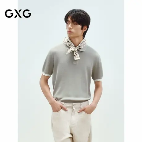GXG男装 提花肌理毛织polo衫男士上衣翻领通勤短袖T恤 25夏新品图片