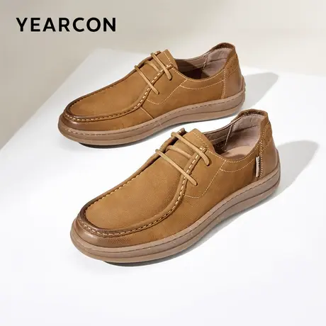 意尔康休闲鞋男2026春款头层牛皮厚底系带豆豆鞋舒适轻便驾车皮鞋商品大图