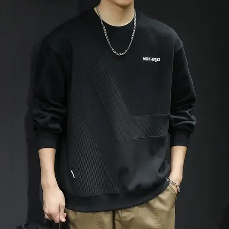 重磅卫衣男秋冬款圆领潮牌衣服2023新款秋季长袖大码男款撞色拼接商品大图