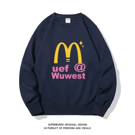 秋季新款小众设计感潮流字母印花圆领卫衣男女款情侣装宽松休闲上商品大图