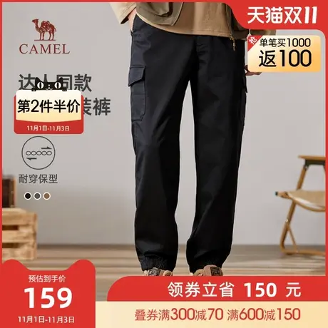 骆驼工装裤男春秋季户外直筒束脚潮牌宽松美式黑色耐磨机能休闲裤商品大图