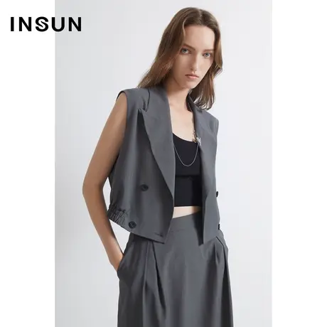 恩裳商场同款夏季时尚百搭运动松紧下摆设计简约短款马甲图片