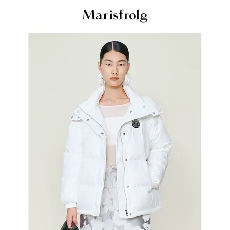 【大白鹅羽绒服】玛丝菲尔冬季新款白色立领防风短款轻薄羽绒服商品大图